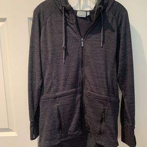 Athleta Heathered Blue Zip Up Hoody Draw String Waist CYA Size Small